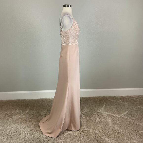 Vince Camuto Pink Sequined Evening Gown Size 10 Sleeveless V-Neck Formal Dress - Picture 3 of 11